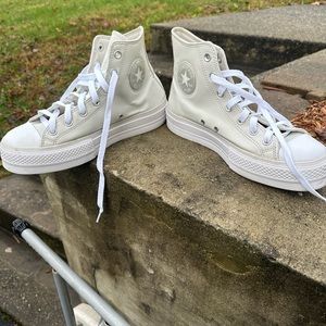 Converse High-Top Leather Sneakers in White